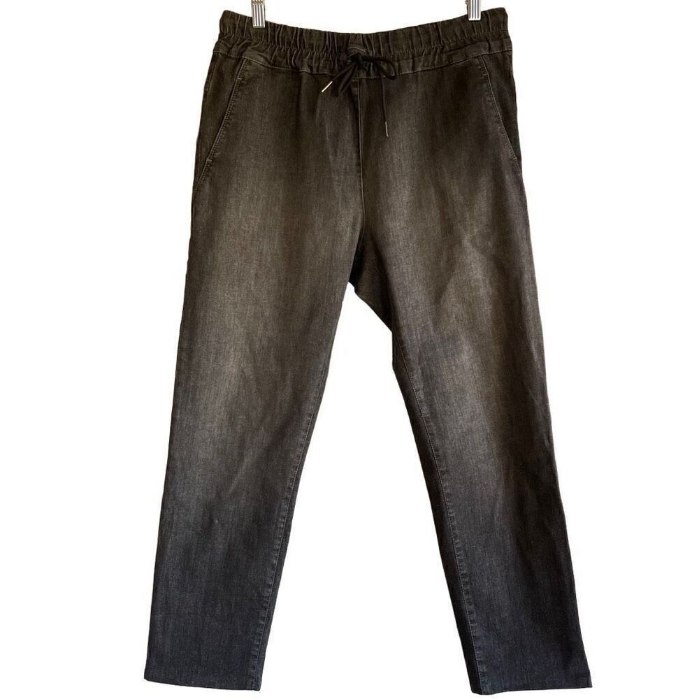 Bevy Flog Womens Shely Pant 30 Black Denim Slim Leg Pull On Elastic High Waisted